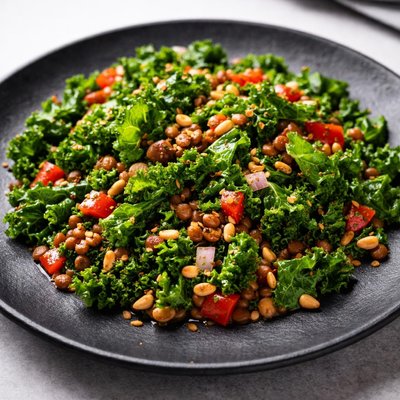 Kale and lentil stir-fry