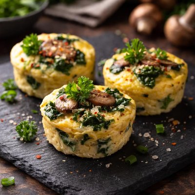 Kale and mushroom egg bite