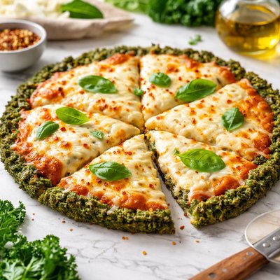 Kale crust cheese pizza