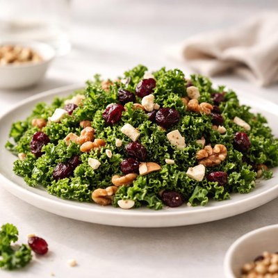 Kale salad with nuts and cranberries