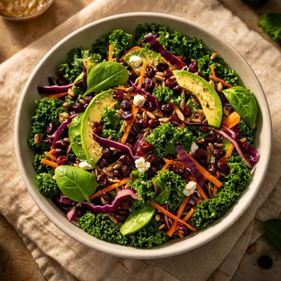 Kale spinach and red cabbage salad