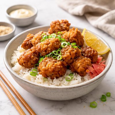Karaage chicken on rice