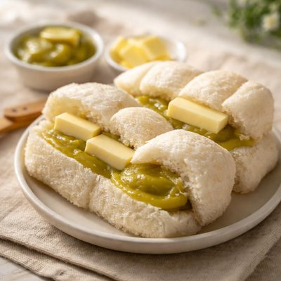 Kaya and butter steamed bread