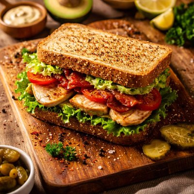 鸡肉生菜生酮面包三明治