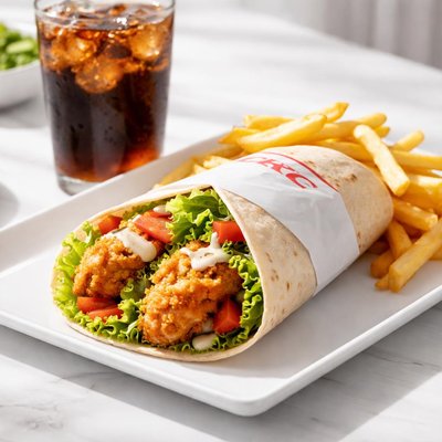 肯德基嫩鷄卷配薯條和零度可樂