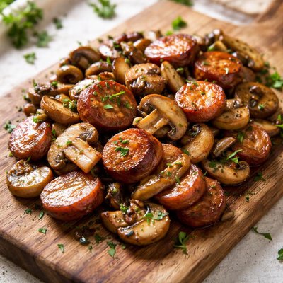 Kielbasa with mushrooms