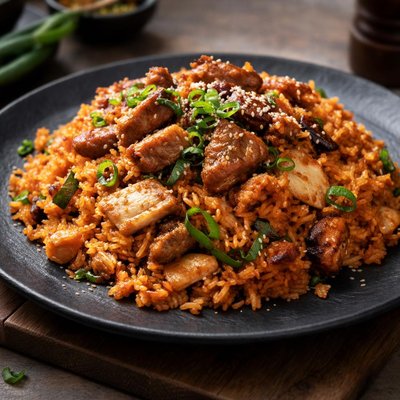 Kimchi fried rice with pork