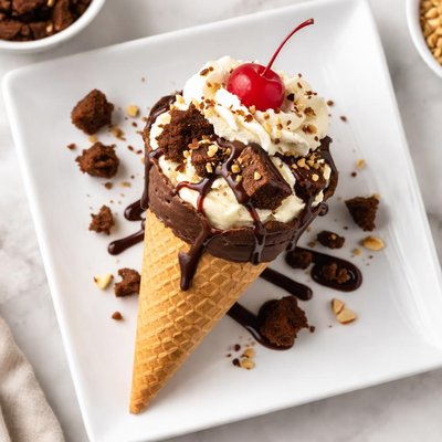 King size brownie sundae cone
