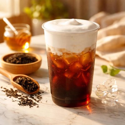 Koi black tea macchiato