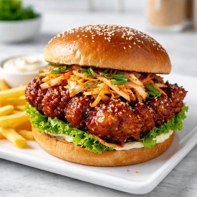 Korean fried chicken burger