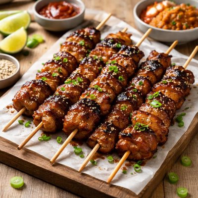 Korean omaom pork skewers