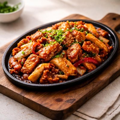 الدجاج المقلي على الصاج الحار الكوري