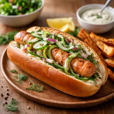 Kvaroy salmon hot dog