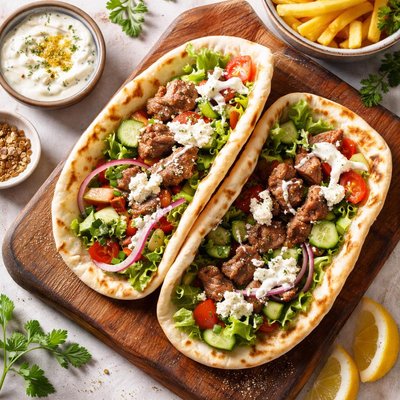 Lamb and salad yiros