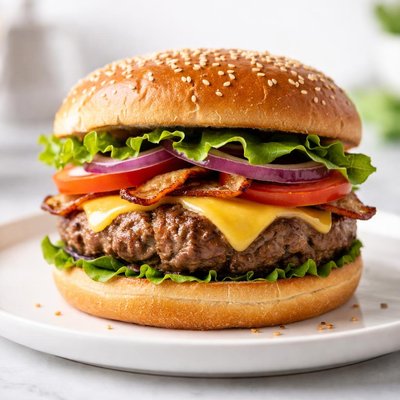 Lamb burger with cheese