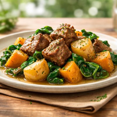 الخروف بطاطا يقطين سبانخ