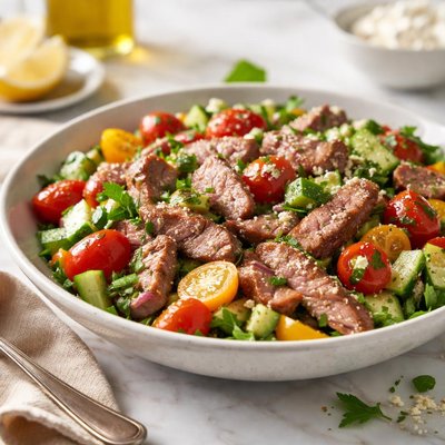 Lamb tomato cucumber salad