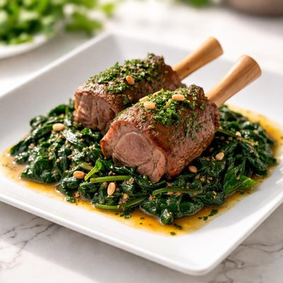 Lamb with spinach