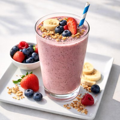 Large berry banana protein smoothie
