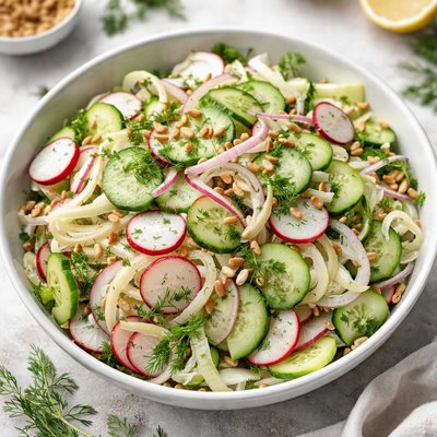 Large bowl fennel salad no dressing