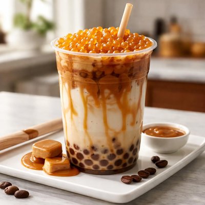 奶泡波霸焦糖玛奇朵