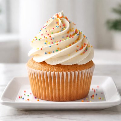 Large cupcake with frosting
