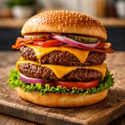 Large double hamburger