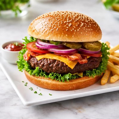 Large hamburger with bun