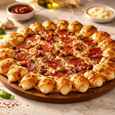 Large pizza with stuffed cheese crust