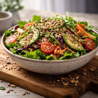 Large salad with seeds
