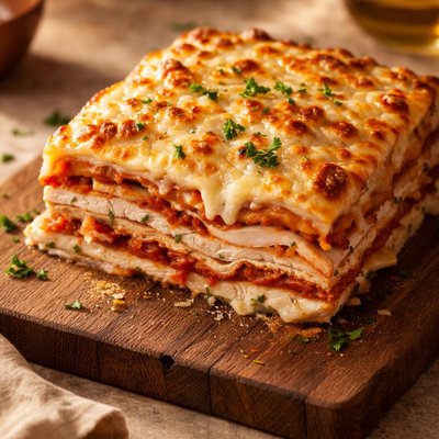 Lasanha de peito de peru