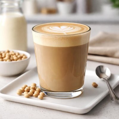 Latte with high protein soy milk