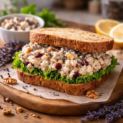 Lavender chicken salad sandwhich