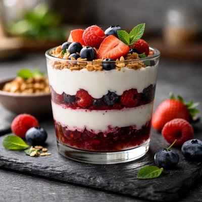 Layered fruit yogurt