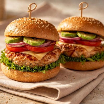 Hamburguesas de pollo magro molido