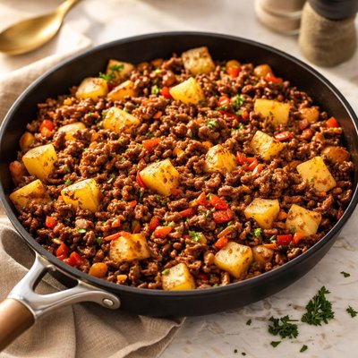 Lean ground beef and potatoes