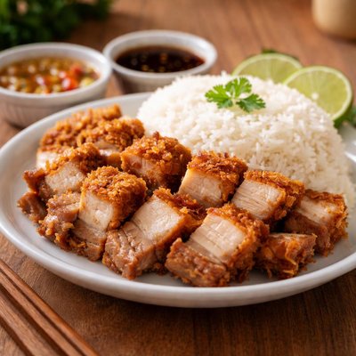 Lechon kawali with rice