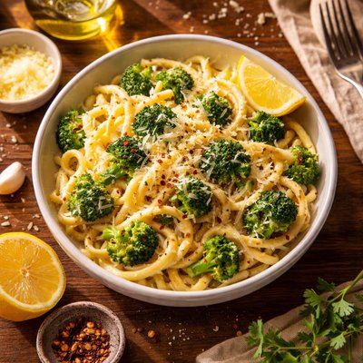 Lemon broccoli cheese pasta