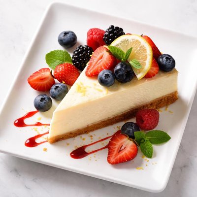 Lemon cheesecake with berries