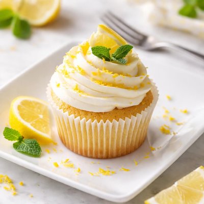 Lemon frosted cupcake