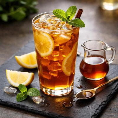 Lemon iced tea with syrup