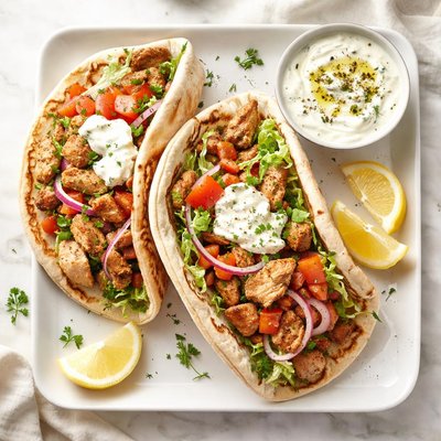 Lemon pepper chicken gyros