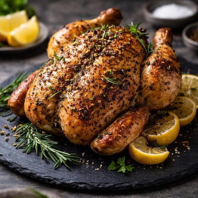 Lemon pepper rotisserie chicken