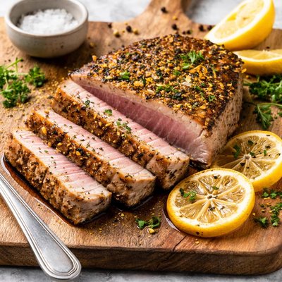 Lemon pepper tuna steak