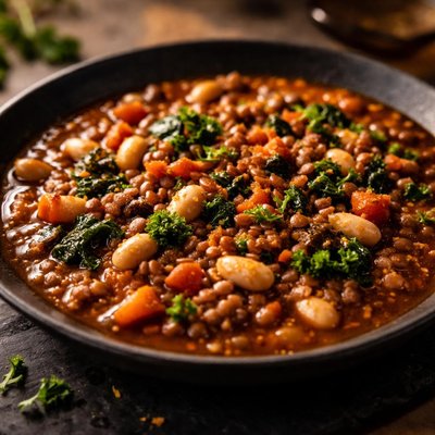 Lentil and cannellini bean stew