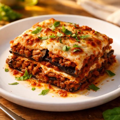 Lentil and eggplant lasagna