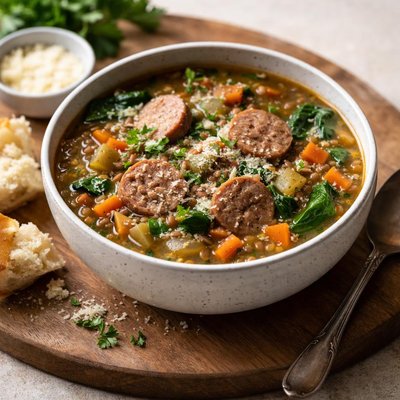 Lentil sausage soup