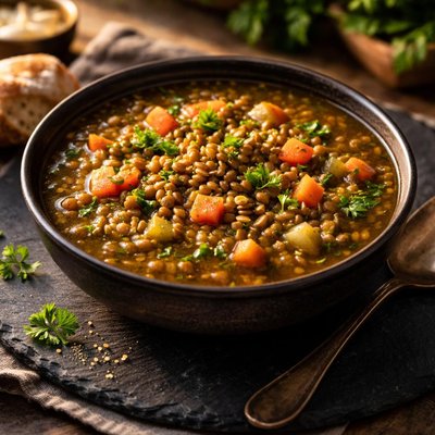 Lentil soup with carrots