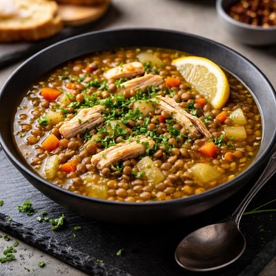 Lentil soup with chicken