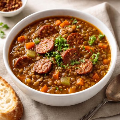 Lentil soup with chorizo